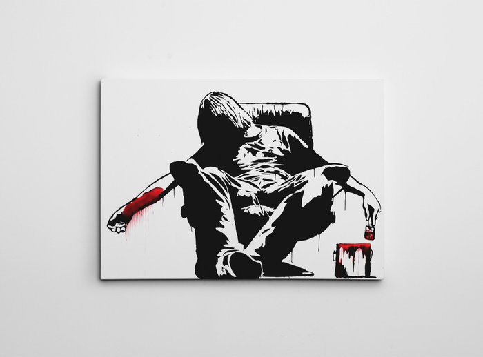 Wallity WY134 Banksy Lienzo Decorativo Enmarcado 50 x 70 cm